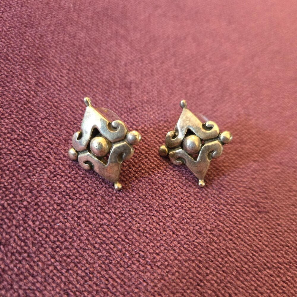 Vintage Mexican Silver Post-Back Earrings